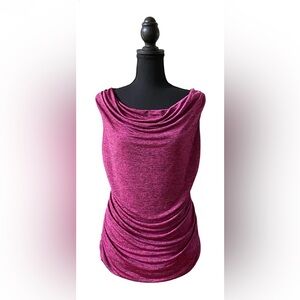Apt. 9: Vibrant Metallic Magenta Brushed Black Sleeveless Draped Top